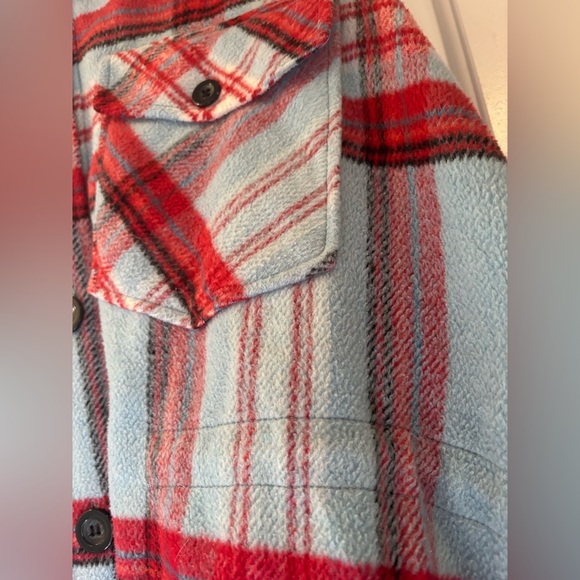 We The Free Blue Red Black Plaid Check Shirt Shacket - Picture 5 of 12